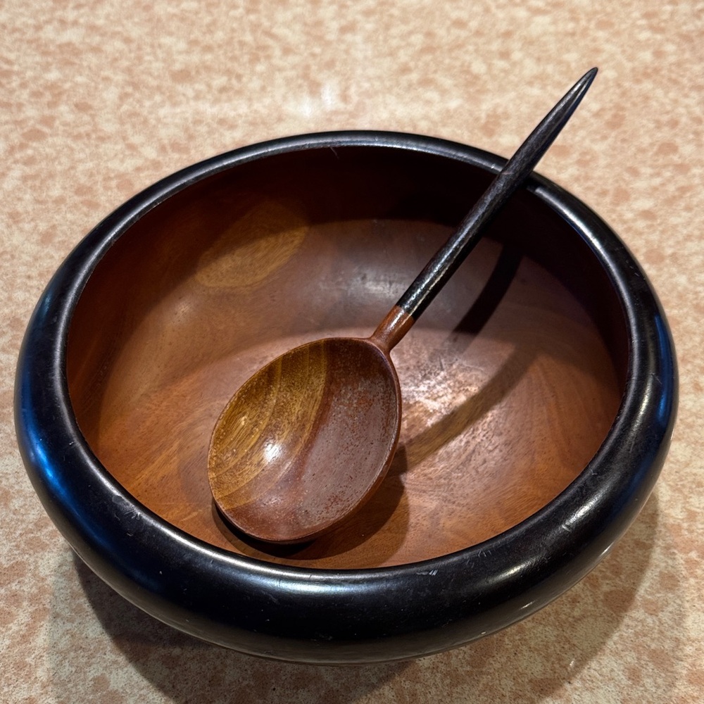 Elegant Wooden Bowl and Spoon Set